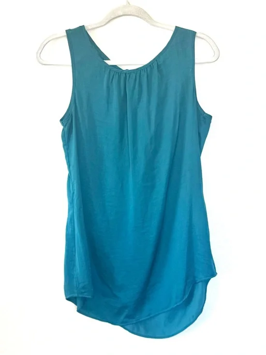 CABI Turquoise Sleeveless Satin Blouse Tunic Top Size S Small - Picture 2 of 7